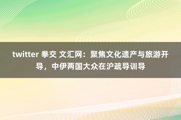 twitter 拳交 文汇网：聚焦文化遗产与旅游开导，中伊两国大众在沪疏导训导